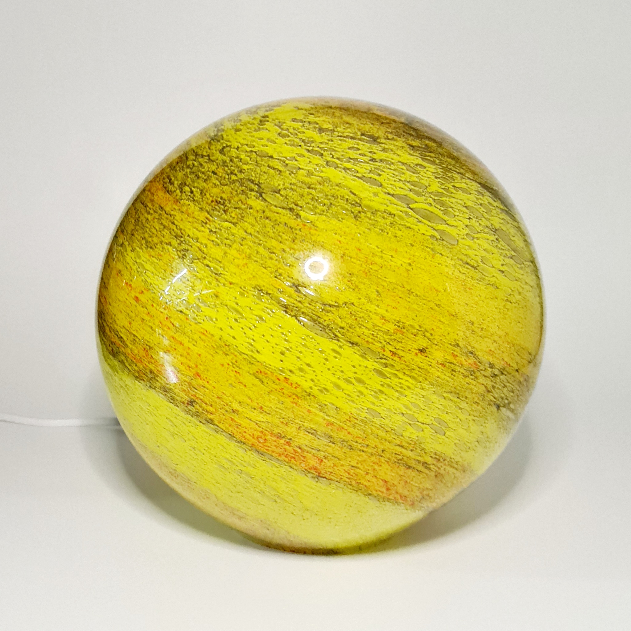 Luminaire boule jaune marbré 22,5cm Luminaire boule jaune marbré 22,5cm