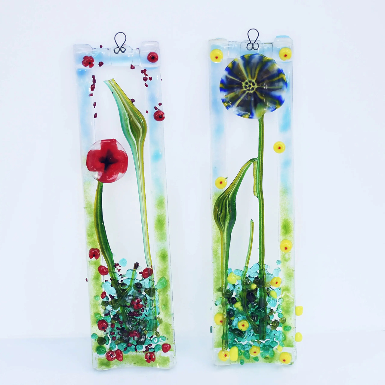 TGE Murrine COE90 Stringer transparent floral green TGE Murrine COE90 Stringer transparent floral green