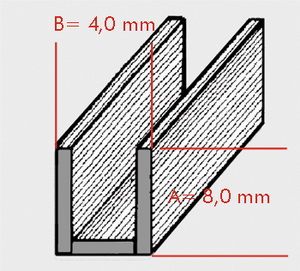 Randblei U flach 8x4 mm 1VE=50kg