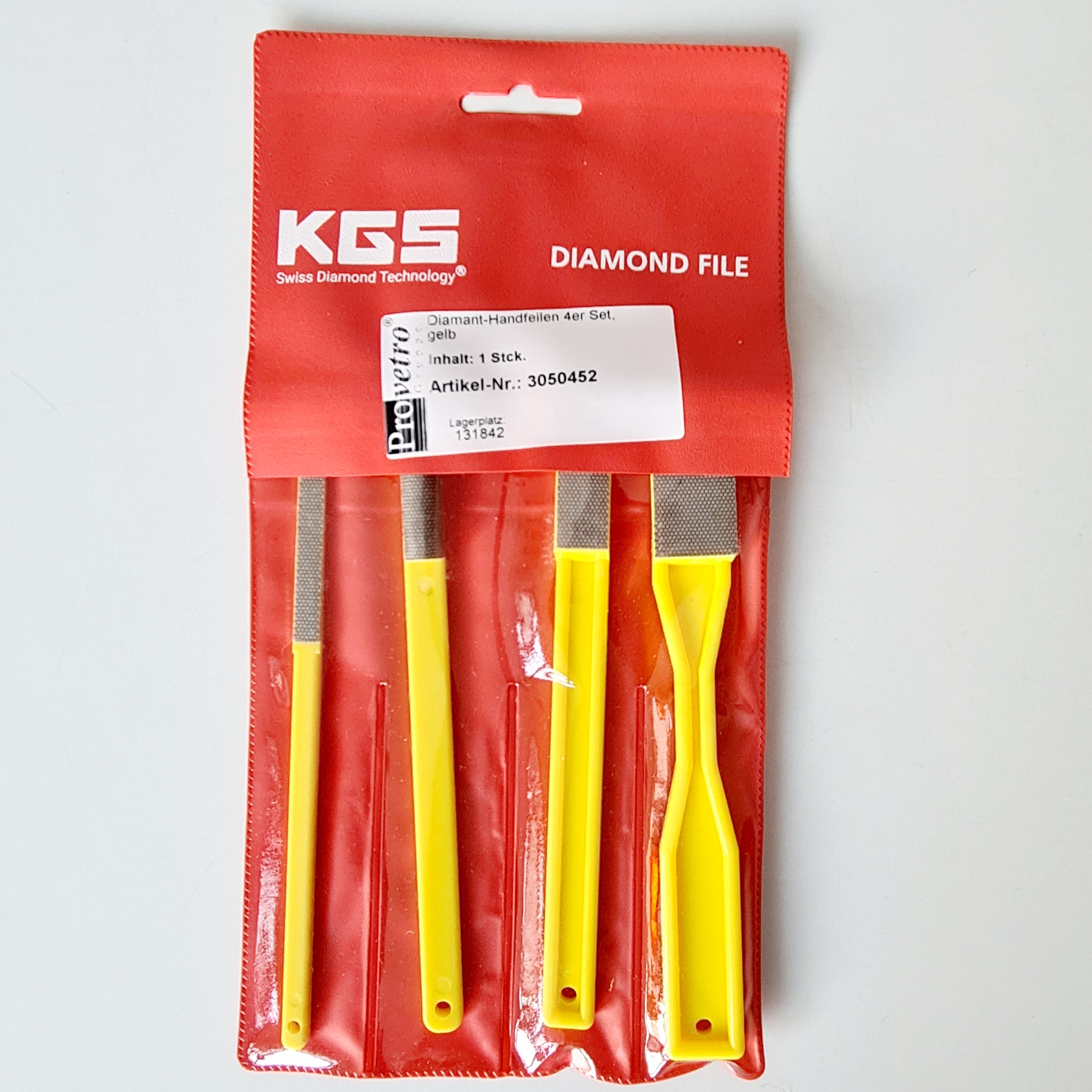 Diamond hand files set of 4, yellow