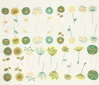 Fusing calcomanía flores moderno verde+dorado Fusing calcomanía flores moderno verde+dorado