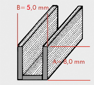 Randblei U flach 6x5mm 1VE=50kg