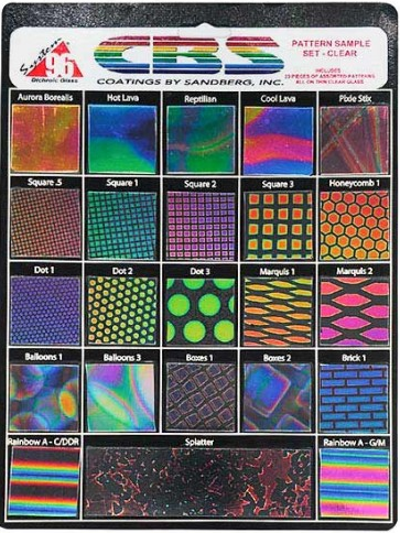 CBS Dichroic S100 clear sample set pattern COE96 CBS Dichroic S100 clear sample set pattern COE96