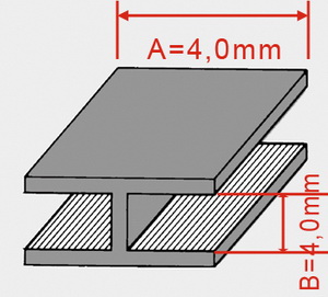 Fensterblei H flach 4x4mm 1VE=50kg