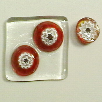 MILLEFIORI-Scheiben rot-weiss-amber d:10-12mm,100g