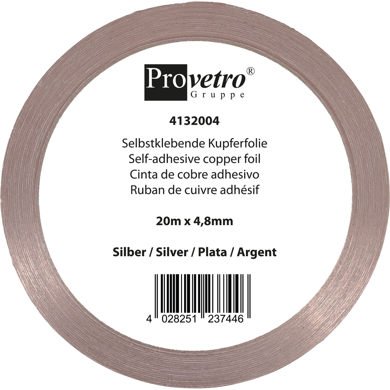 PROVETRO Kupferfolie dünn silber 20m x 4,8mm