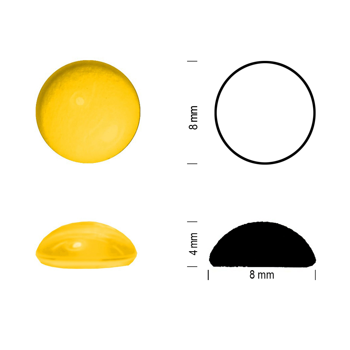 Glass jewel 8mm yellow opal Glass jewel 8mm yellow opal