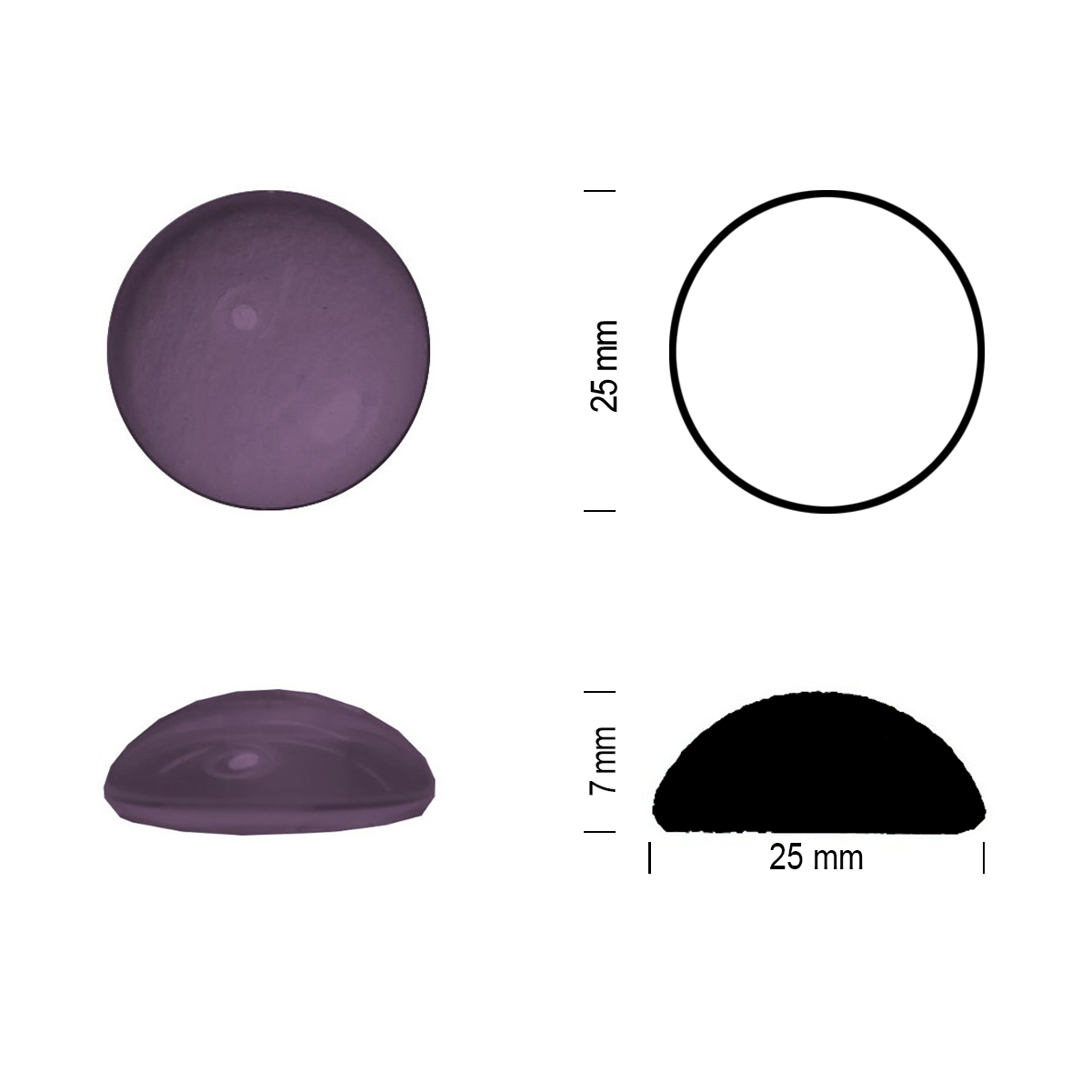 Glasstein Muggel 25mm amethyst