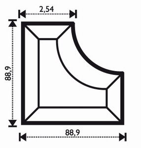 Bevel Inner corner 3,5x3,5x 1" Bevel Inner corner 3,5x3,5x 1"