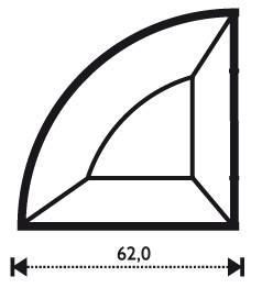 Bevel 1/4 circle 2.4 x 2.4" Bevel 1/4 circle 2.4 x 2.4"