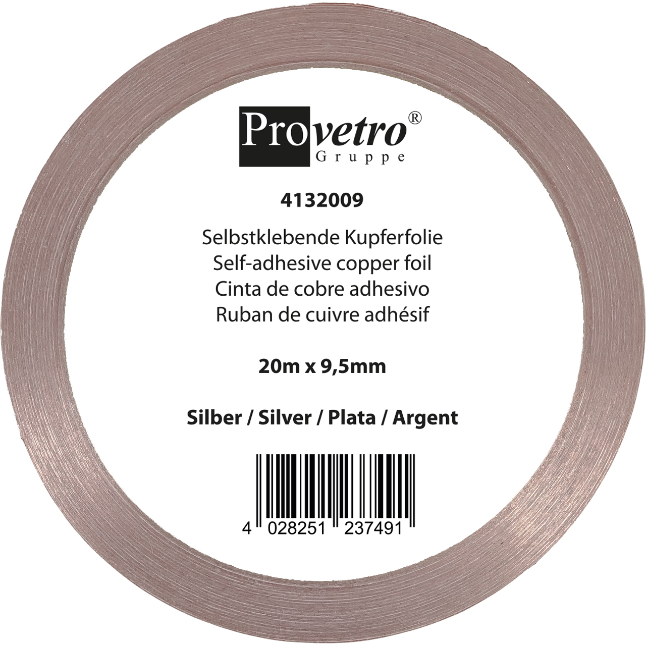 PROVETRO Kupferfolie dünn silber 20m x 9,5mm