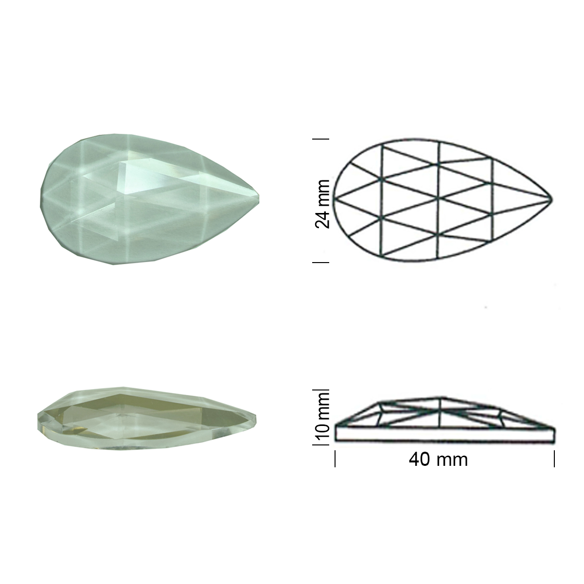 Teardrop Faceted 40/24 clear Teardrop Faceted 40/24 clear