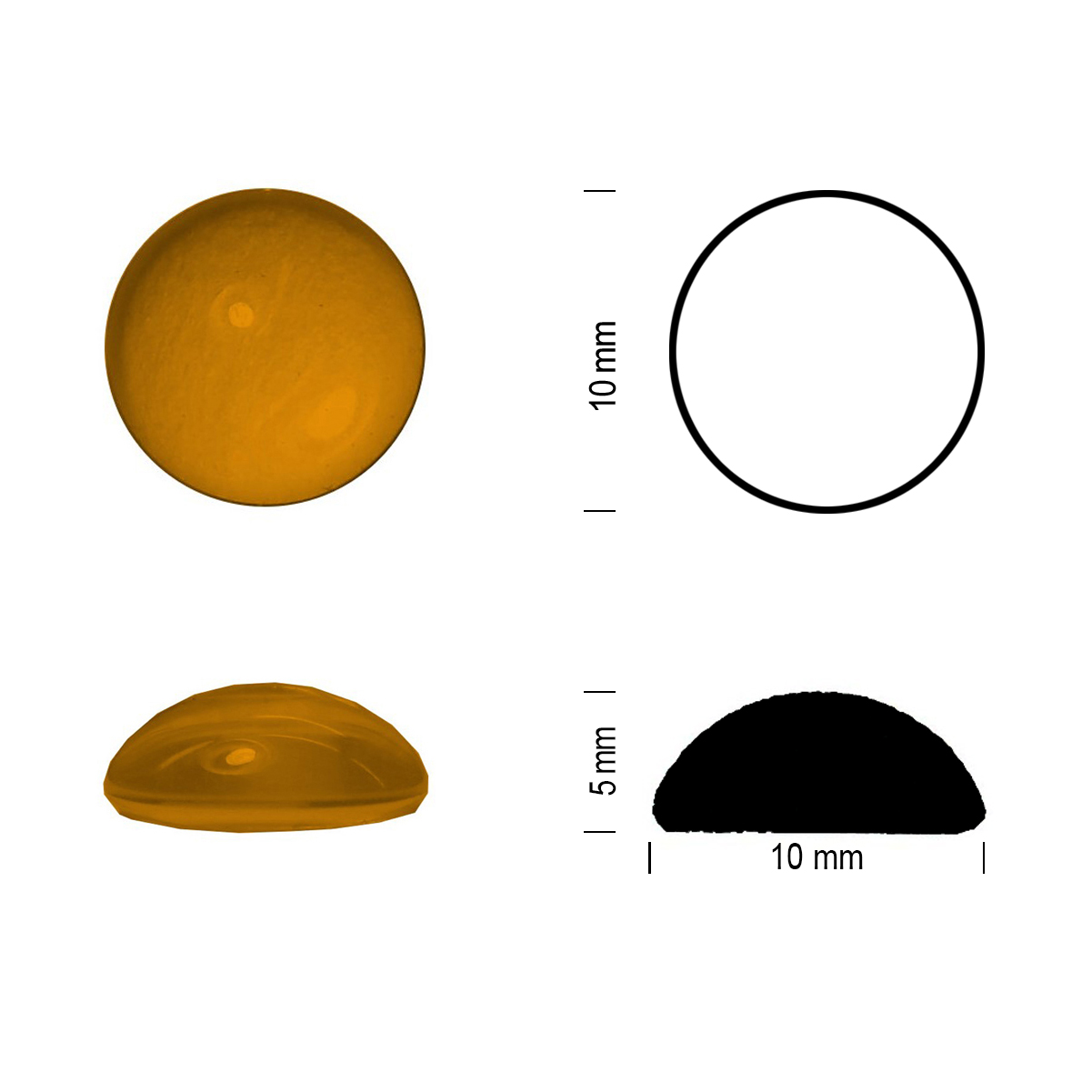 Glass jewel 10mm amber Glass jewel 10mm amber