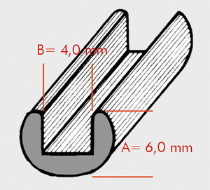 Randblei U rund 2m 6x4 mm