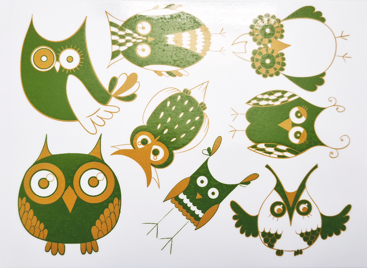 Fusing Decal two color Owl green/gold Fusing Decal two color Owl green/gold