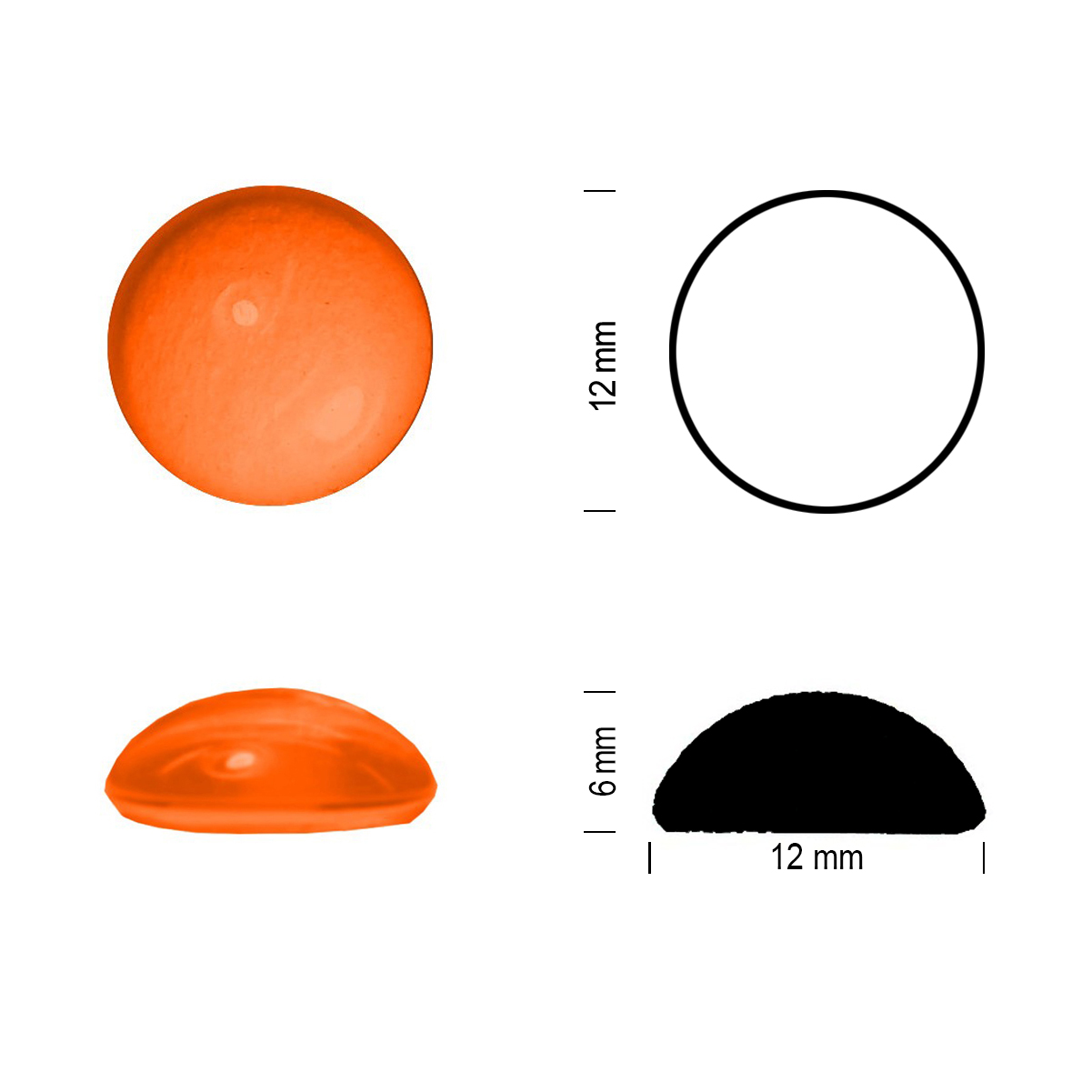 Glass jewel 12mm orange Glass jewel 12mm orange