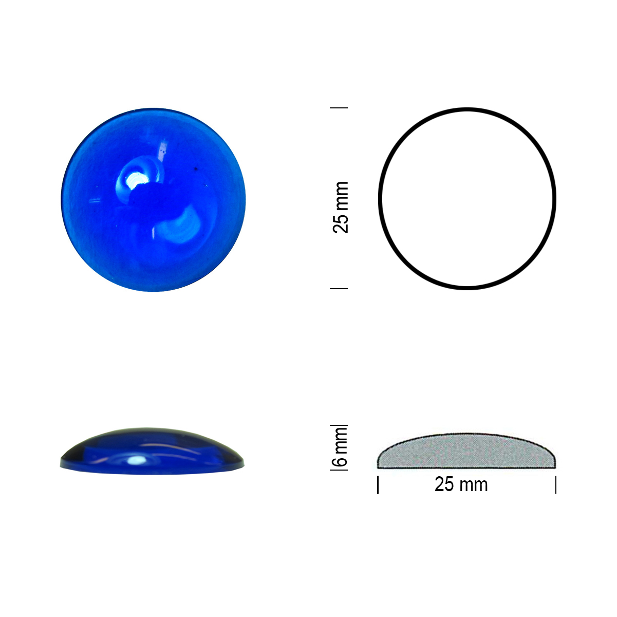 Flatback jewel 25mm blue Flatback jewel 25mm blue