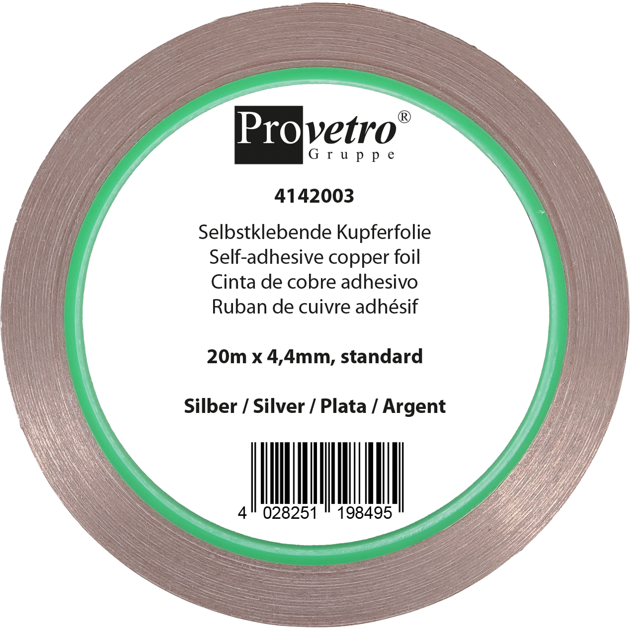 PROVETRO Copper Foil silver 20m x 4,4mm PROVETRO Copper Foil silver 20m x 4,4mm