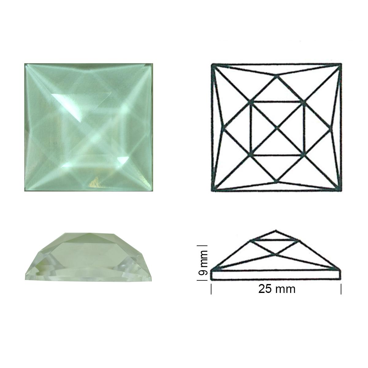 Square Faceted 25/25 clear Square Faceted 25/25 clear