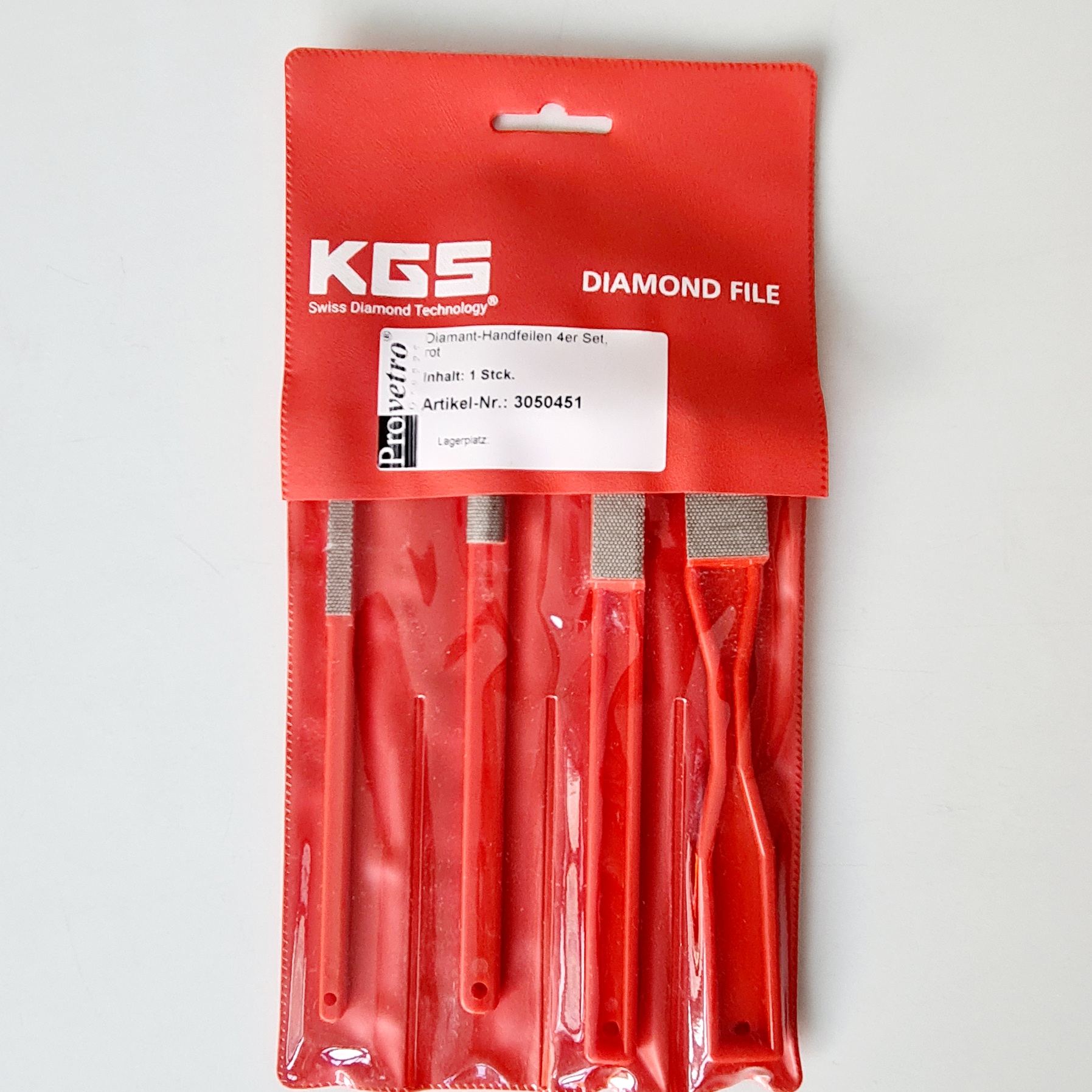 Diamond hand files set of 4, red