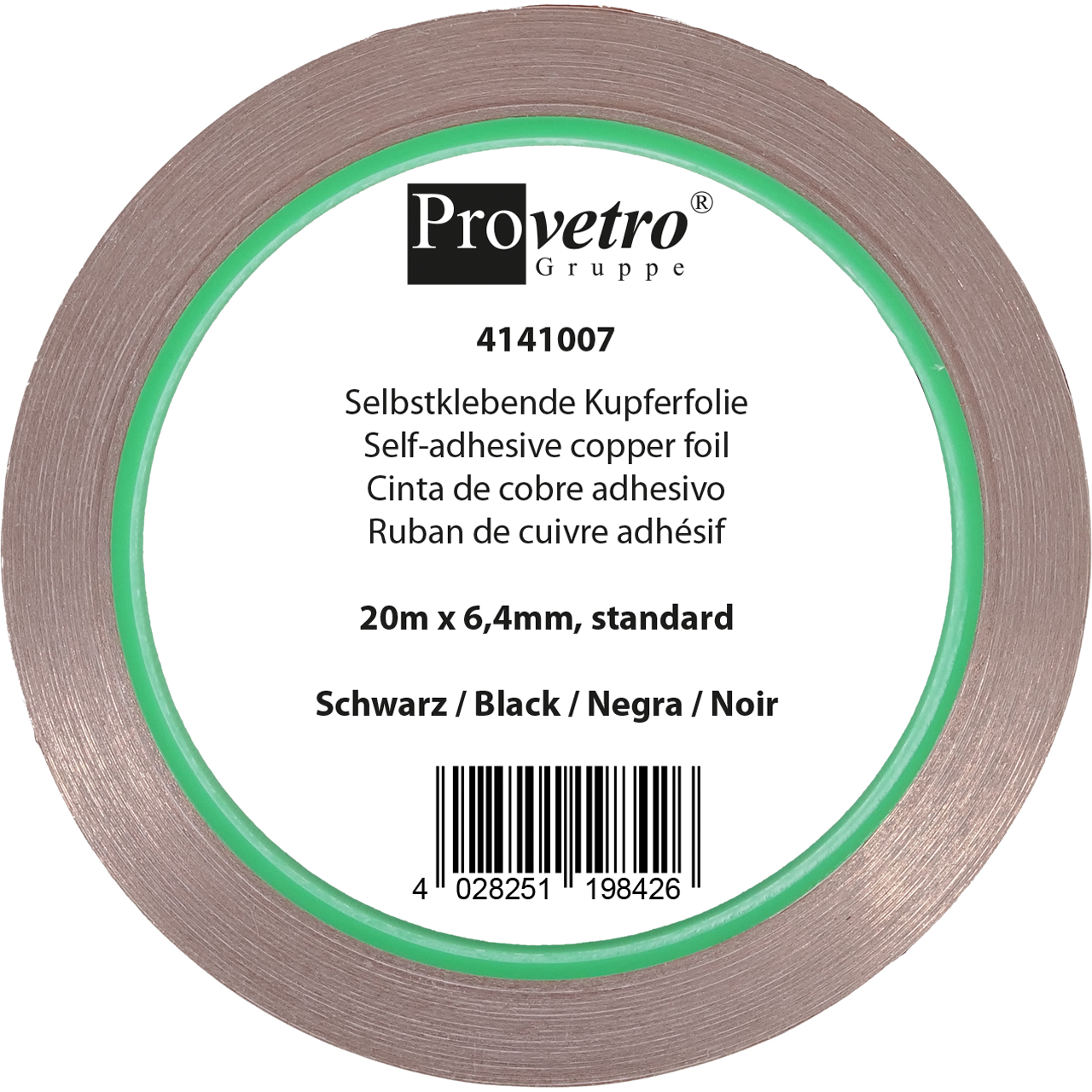 PROVETRO Kupferfolie schwarz 20m x 6,4mm