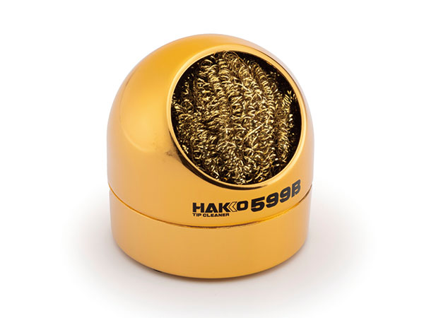 HAKKO Soldering tip cleaner in a metal housing with a metal mesh