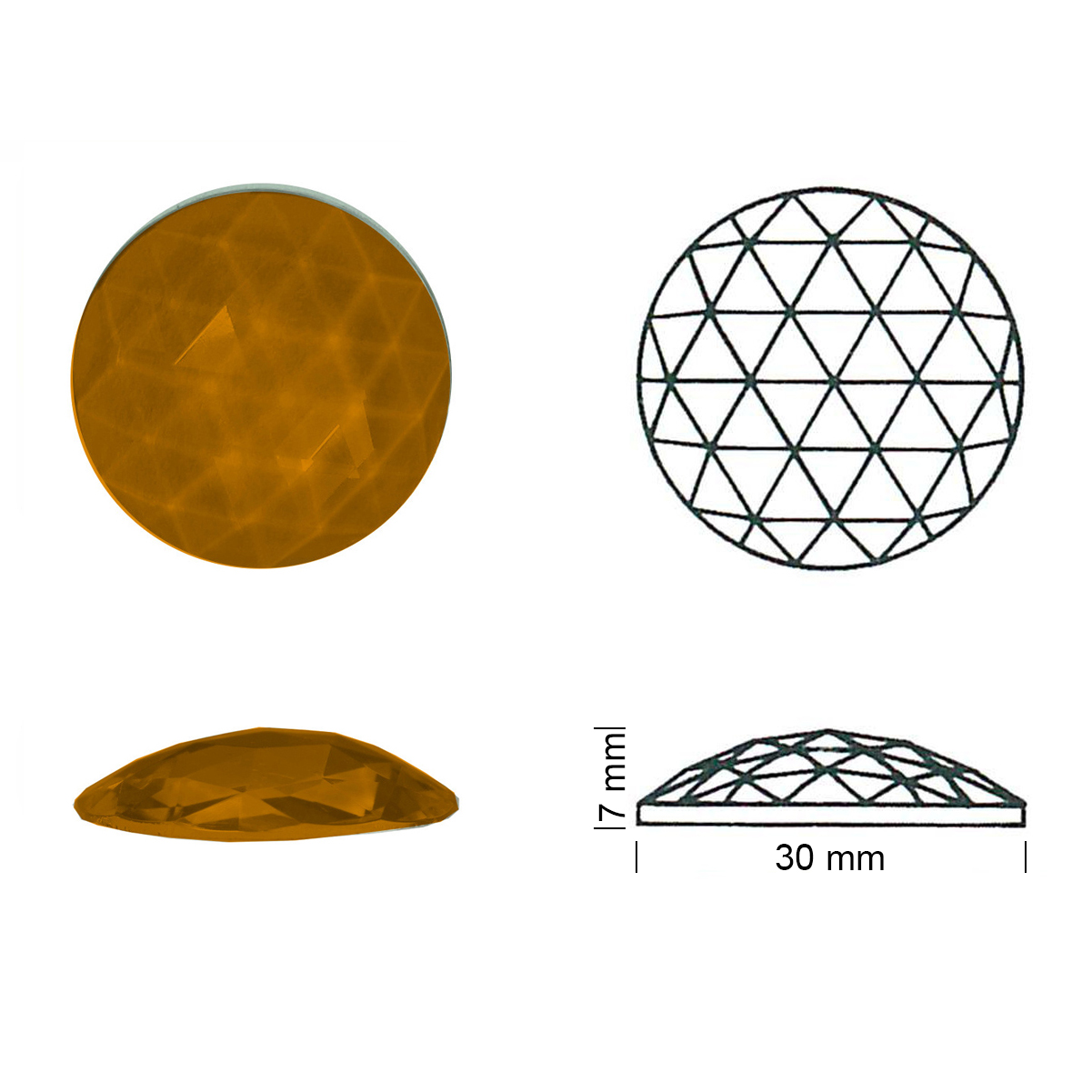 Glasstein Rautenkreis 30mm mittelamber Glasstein Rautenkreis 30mm mittelamber