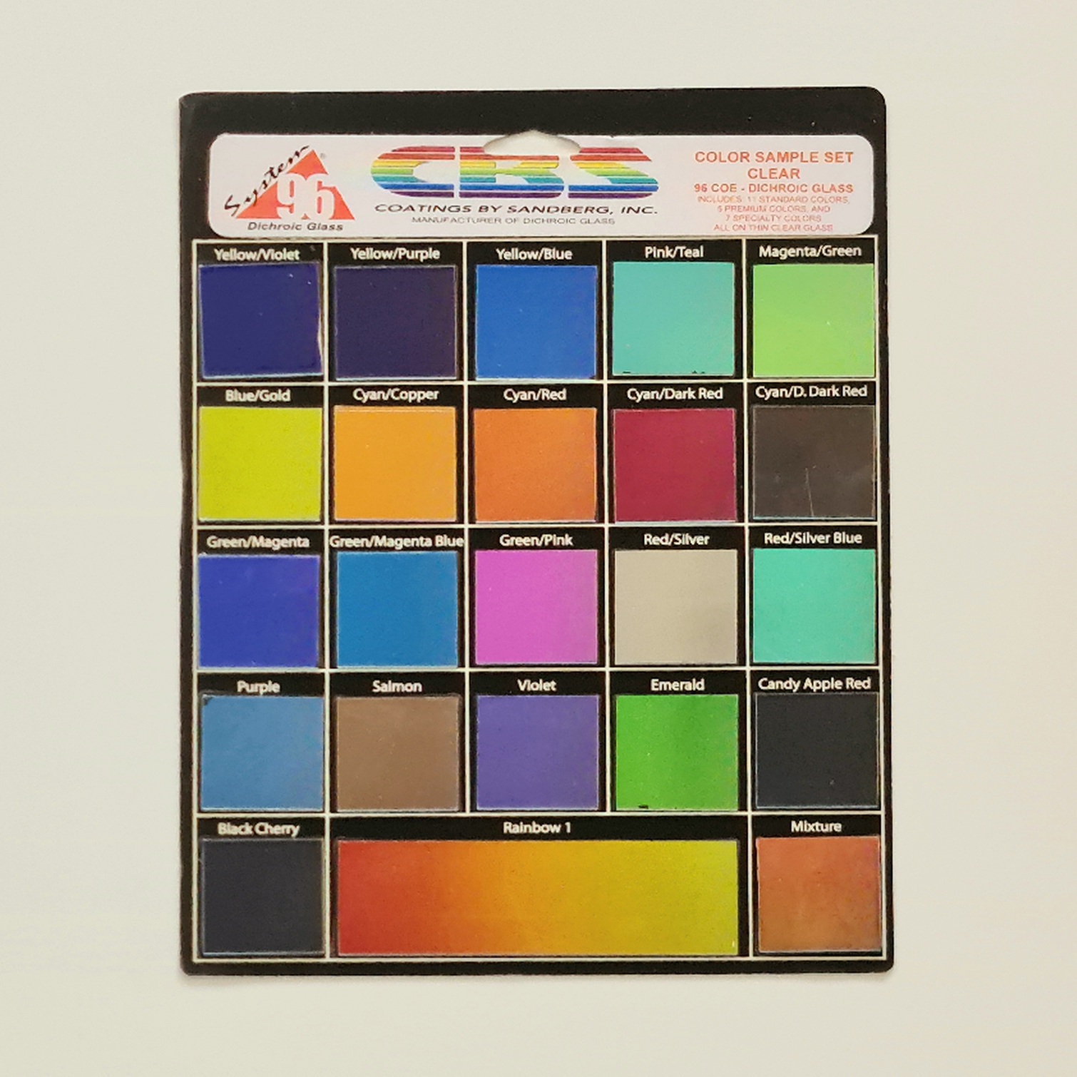 CBS Dicroico S100 incoloro muestrarios unicolor COE96 CBS Dicroico S100 incoloro muestrarios unicolor COE96