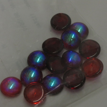 Glass jewel 12mm dark red iri
