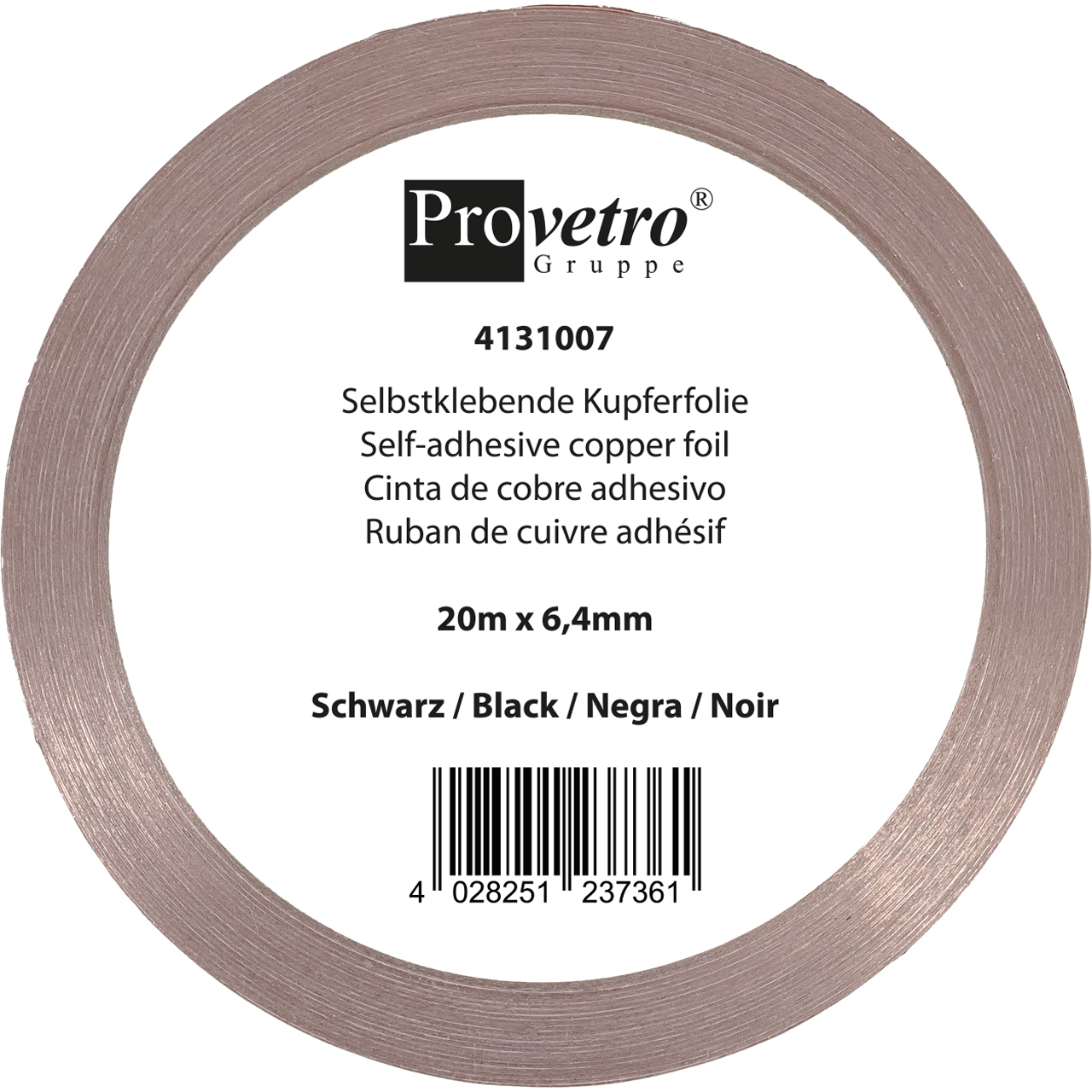 PROVETRO Copper Foil thin black 20m x 6,4mm PROVETRO Copper Foil thin black 20m x 6,4mm