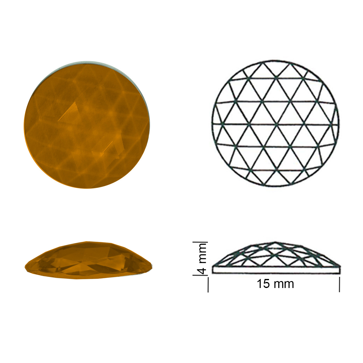 Glasstein Rautenkreis 15mm mittelamber Glasstein Rautenkreis 15mm mittelamber