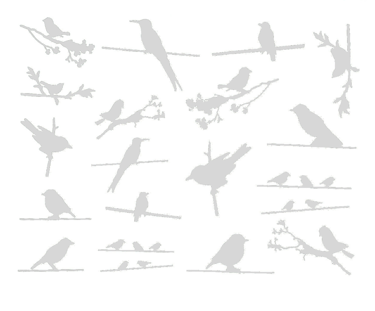 Fusing Decal Birds on a Wire silver Fusing Decal Birds on a Wire silver