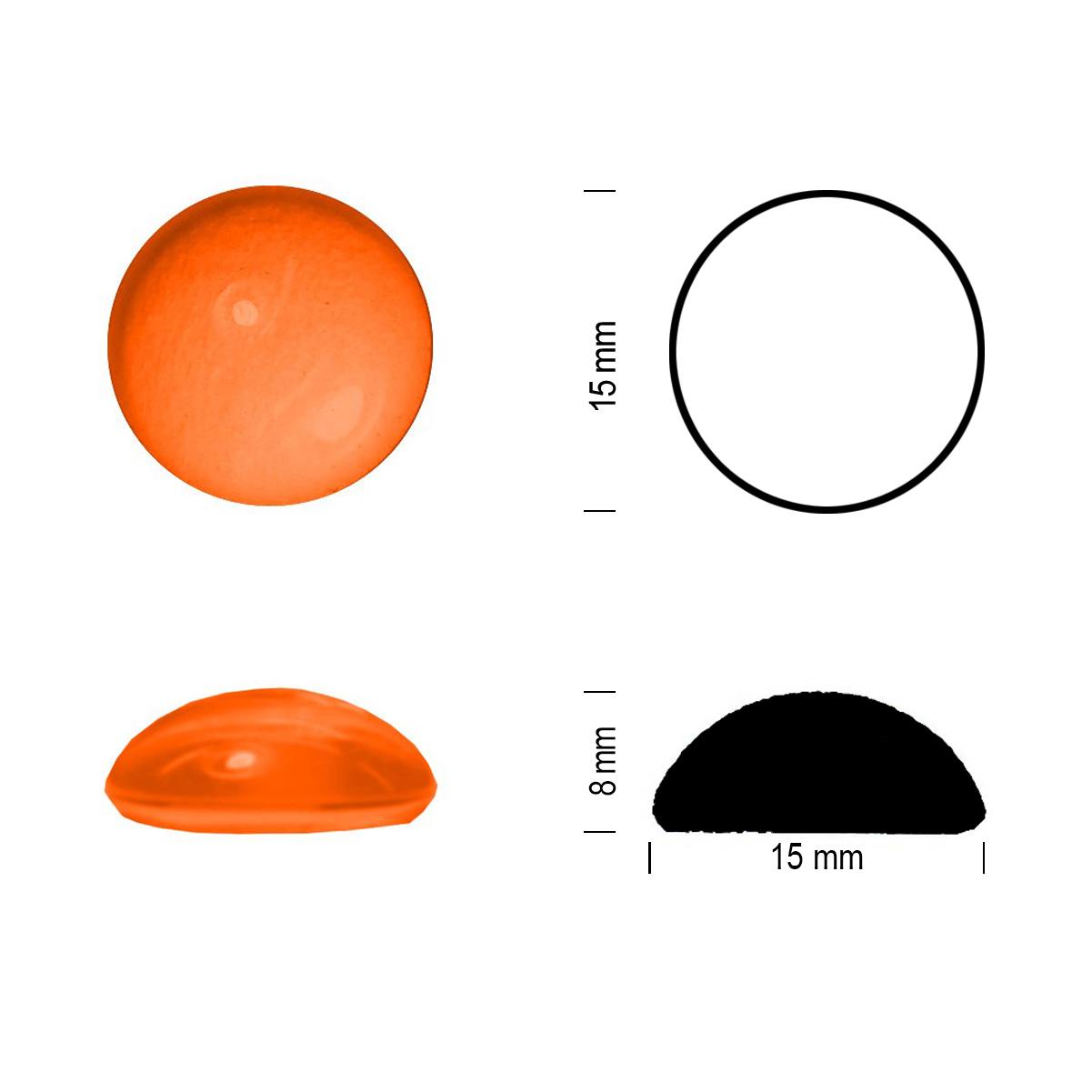 Glasstein Muggel 15mm orange