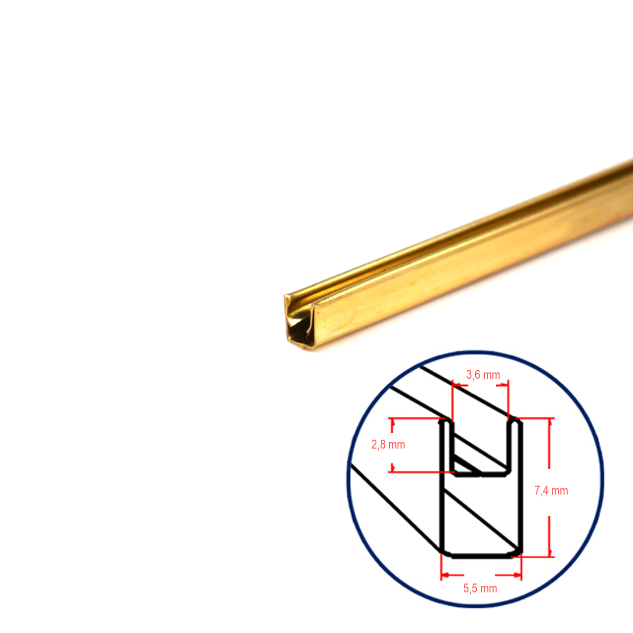Brass Border Channel ca. 5,5 x 7,4 mm, ca. 1,8 m Brass Border Channel ca. 5,5 x 7,4 mm, ca. 1,8 m