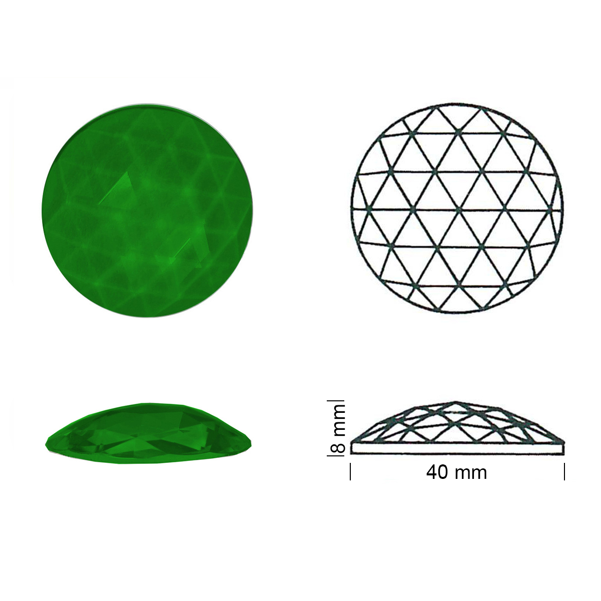 Glasstein Rautenkreis 40mm smaragdgrün Glasstein Rautenkreis 40mm smaragdgrün