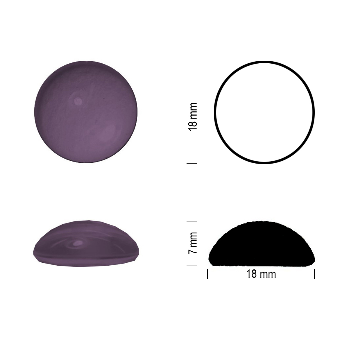 Glasstein Muggel 18mm amethyst