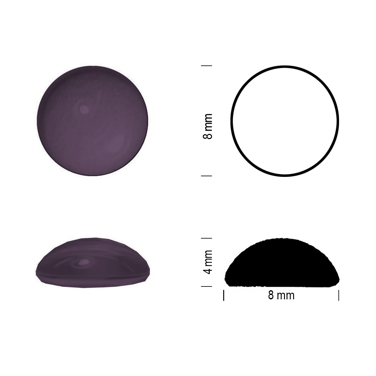 Glass jewel 8mm violet