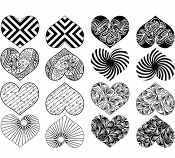 Fusing Decal Herzen modern Schwarz