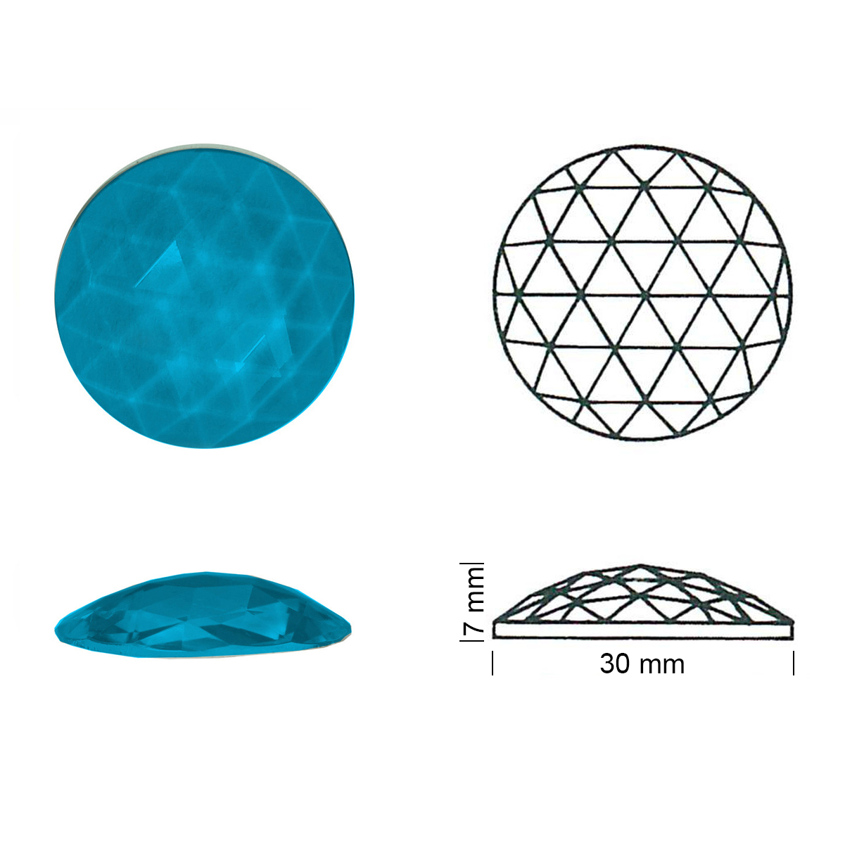 Glasstein Rautenkreis 30mm aquamarin Glasstein Rautenkreis 30mm aquamarin