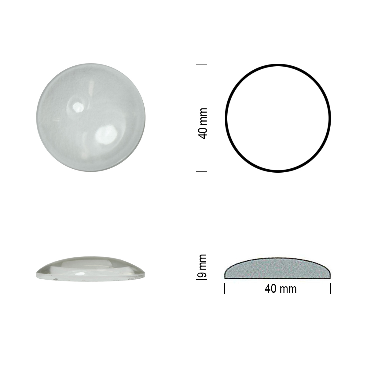 Flatback jewel 40mm clear Flatback jewel 40mm clear