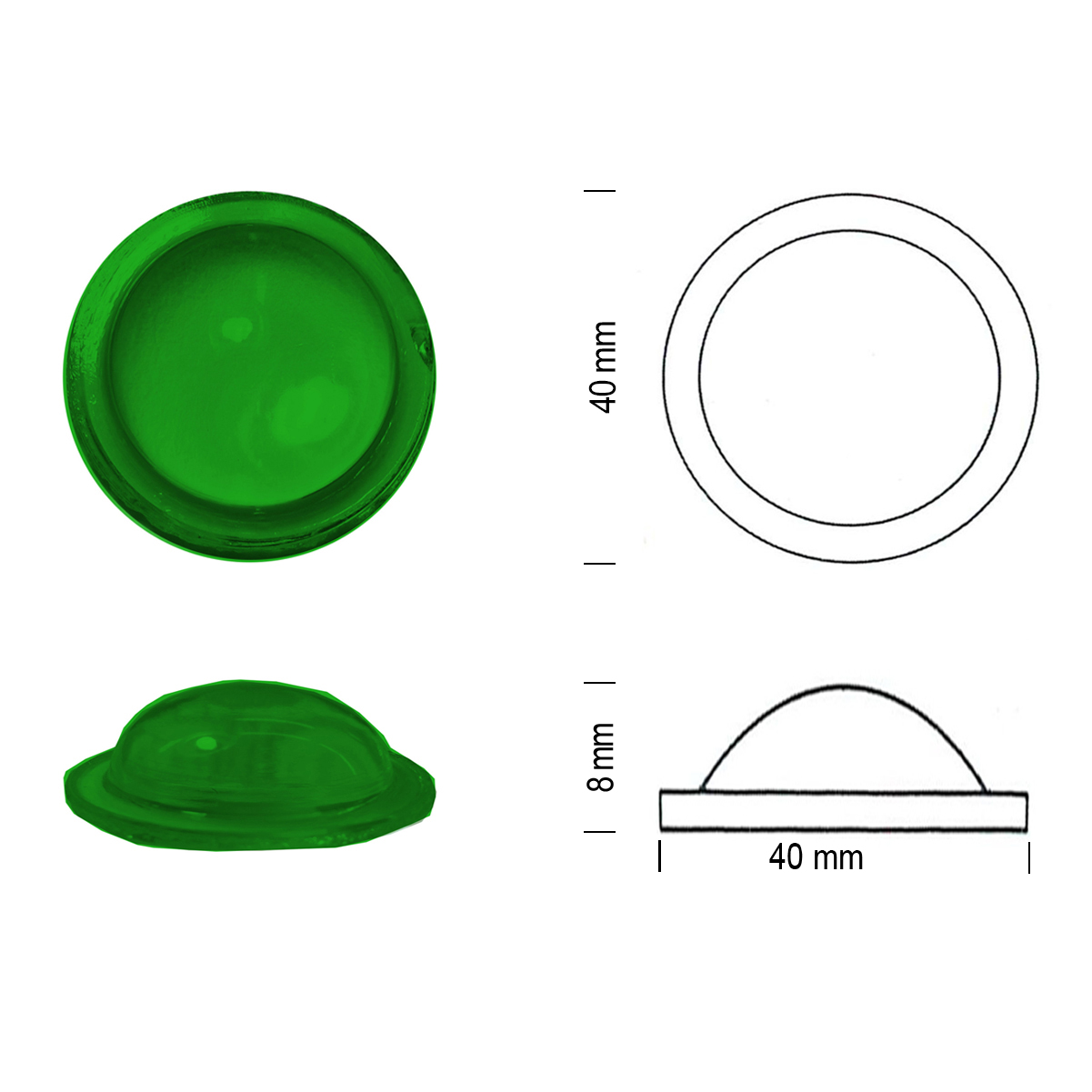 Bleiverglasungsstein Bullauge 40mm smaragdgrün
