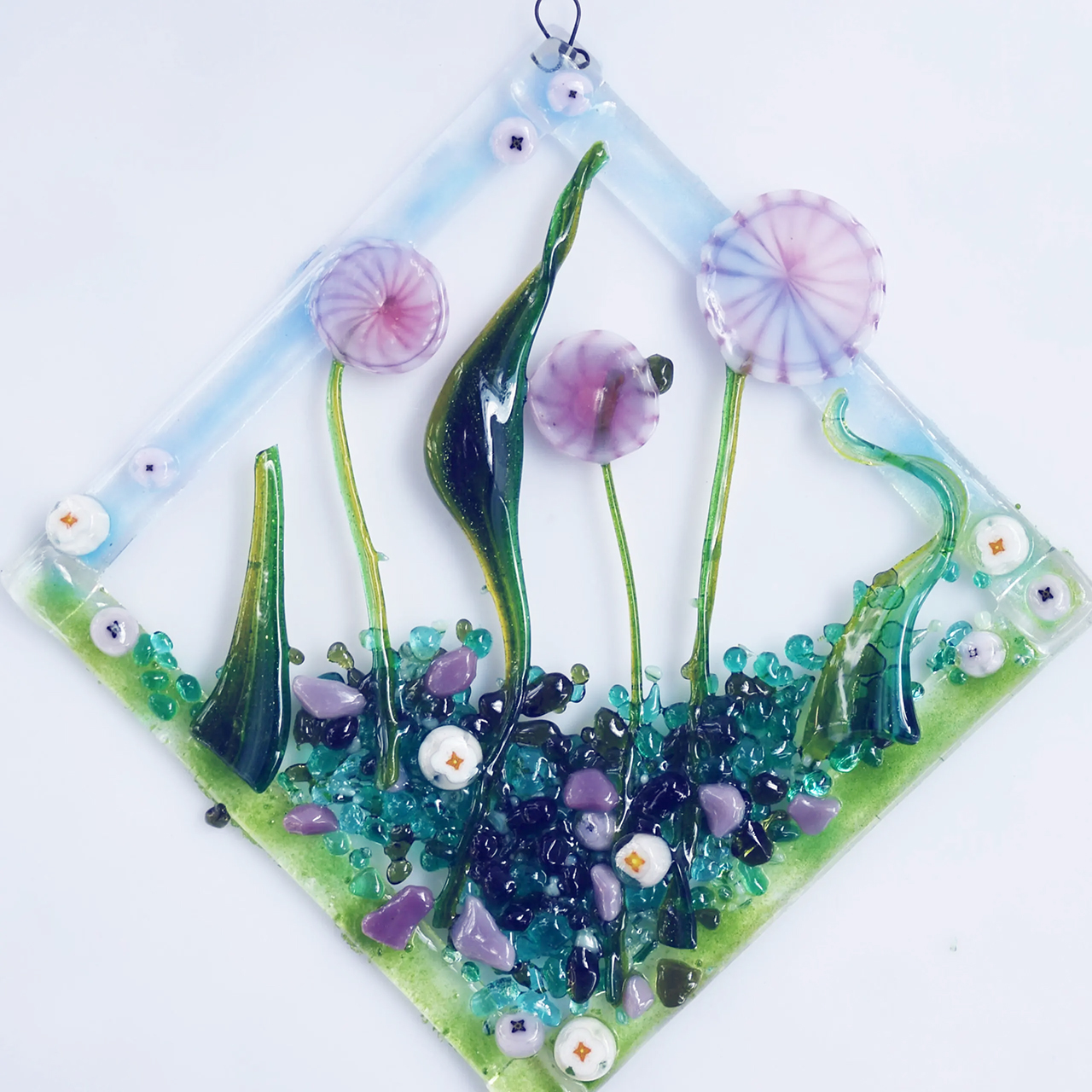 TGE Murrine COE90 Stringer transparent floral green TGE Murrine COE90 Stringer transparent floral green