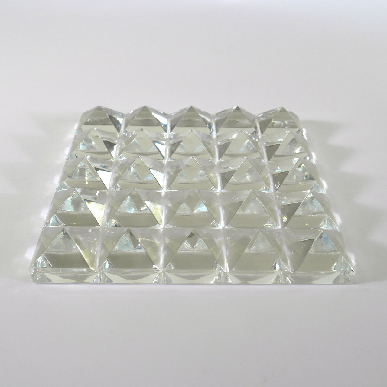 Glass tile approx. 17x17cm clear - structure with 25 pyramids