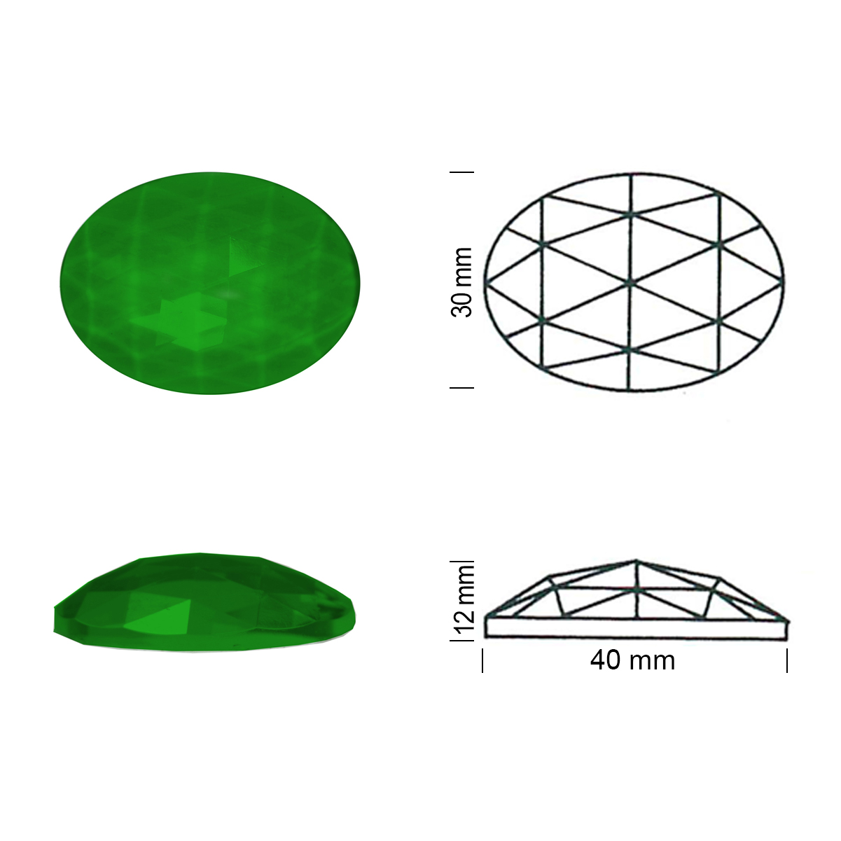 Oval Faceted 40/30 emerald green