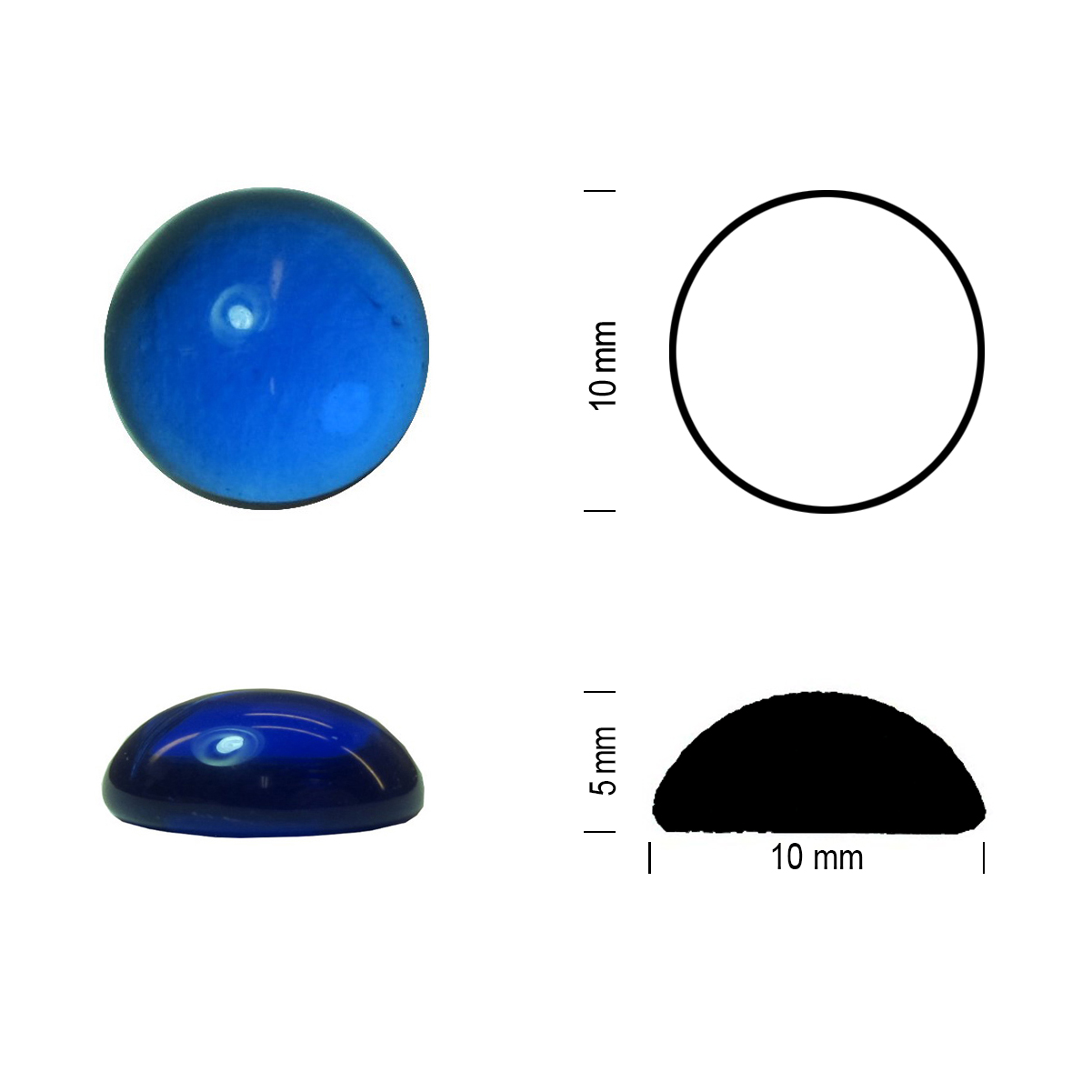 Glass jewel 10mm cobalt blue Glass jewel 10mm cobalt blue