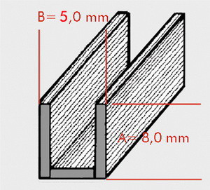 Randblei U flach 6x5mm 2m