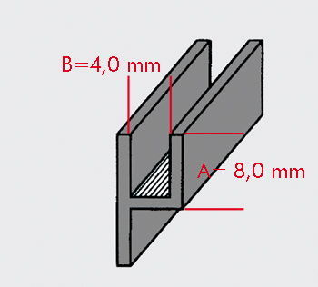 Randblei mit Steg einseitig 8x4mm 2m