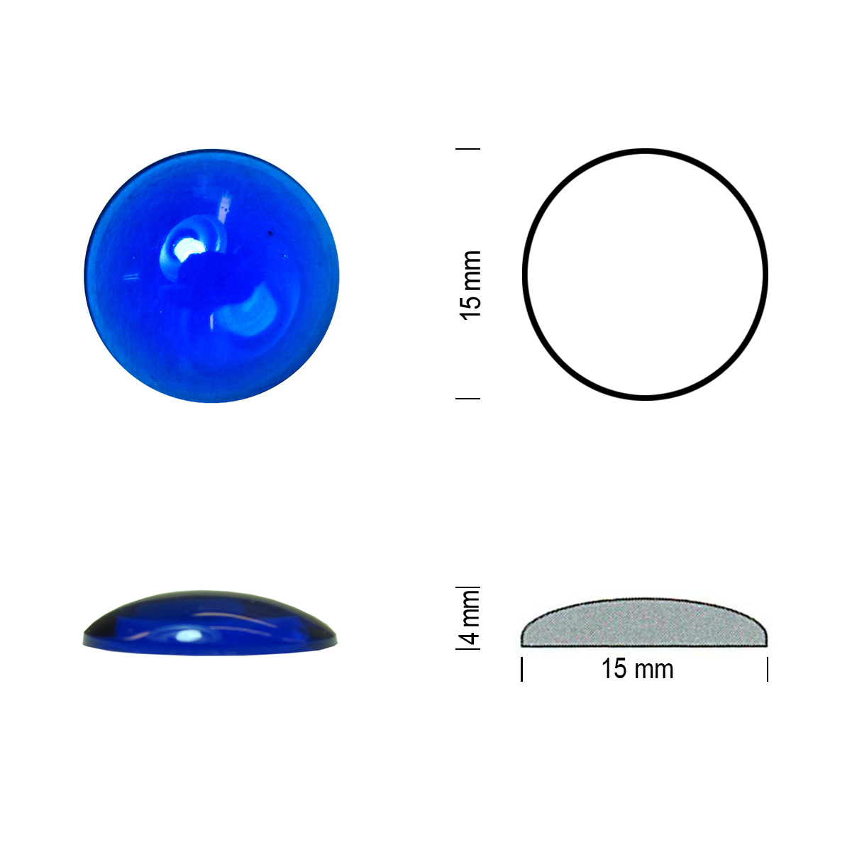 Flatback jewel 15mm blue Flatback jewel 15mm blue