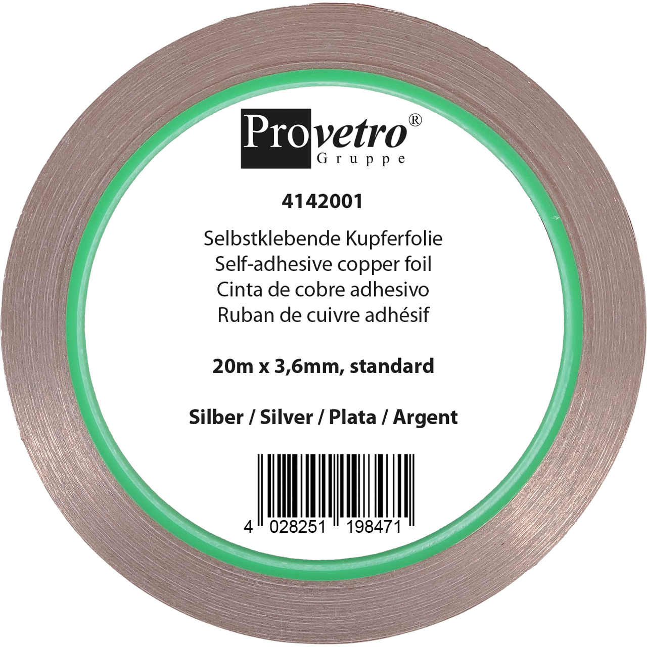 PROVETRO Copper Foil silver 20m x 3,6mm PROVETRO Copper Foil silver 20m x 3,6mm