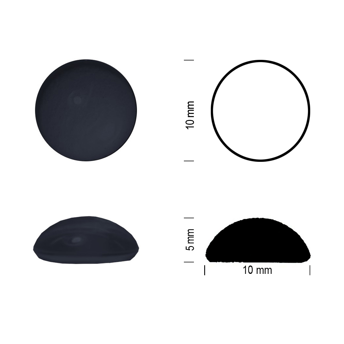 Glass jewel 10mm black Glass jewel 10mm black